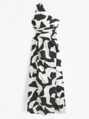 ABERCROMBIE FITCH BLACK WHITE PATTERN CUT OUT MAXI DRESS